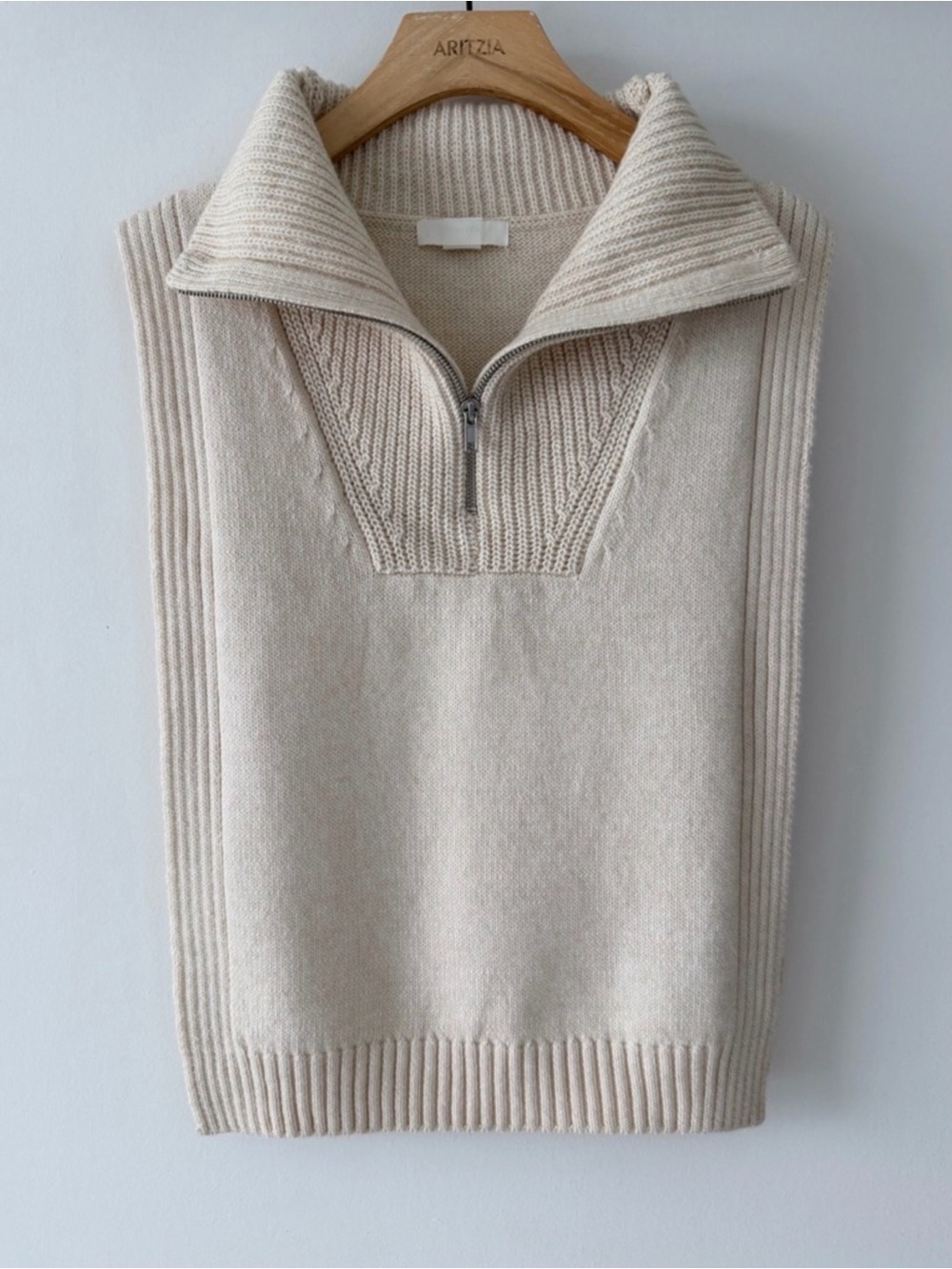 H&M Cream Half Zip Knit Sweater Vest Open Side Minimalist - Picture 10 of 15